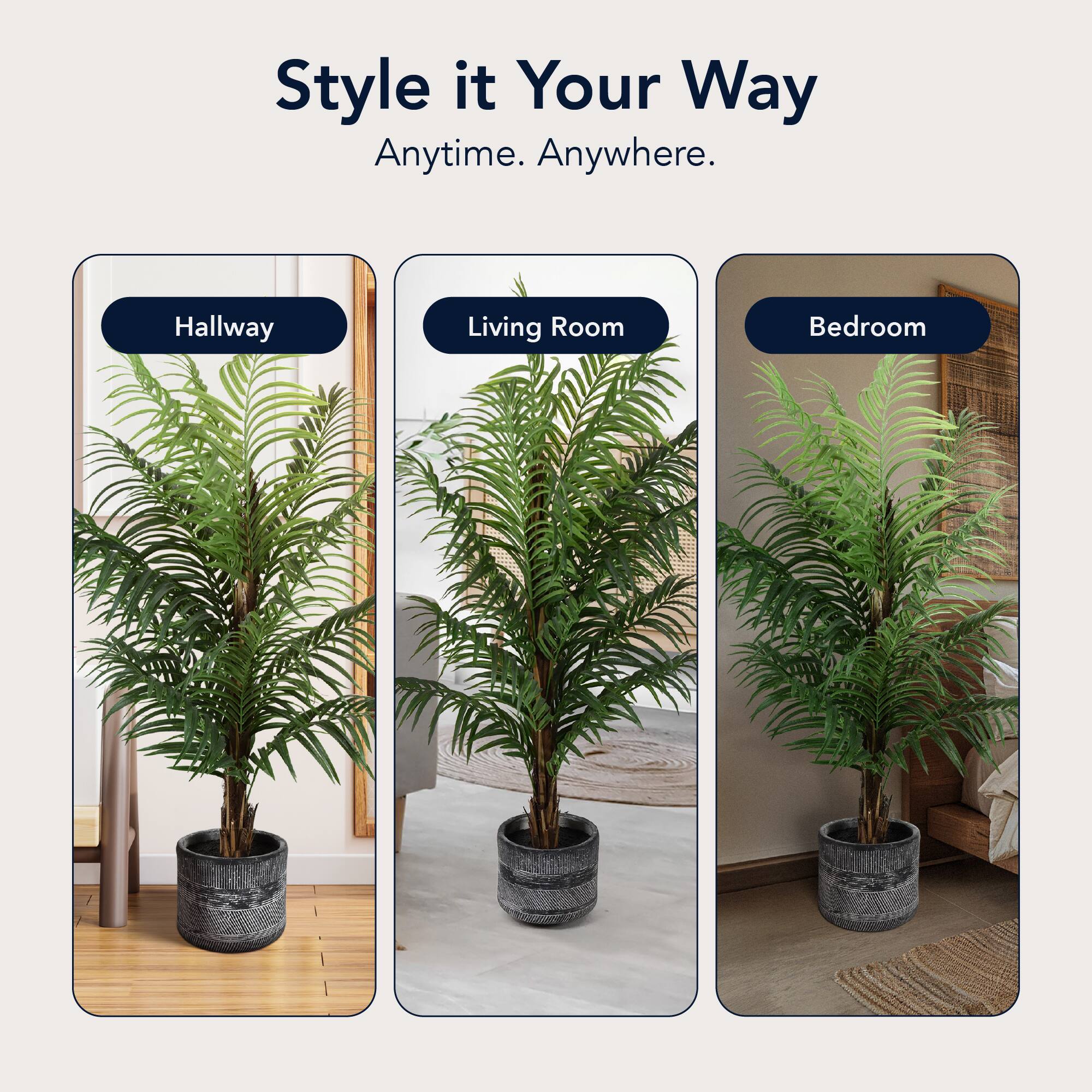 American Art Decor 5ft Artificial Palm Tree in Cement Pot Faux Plant